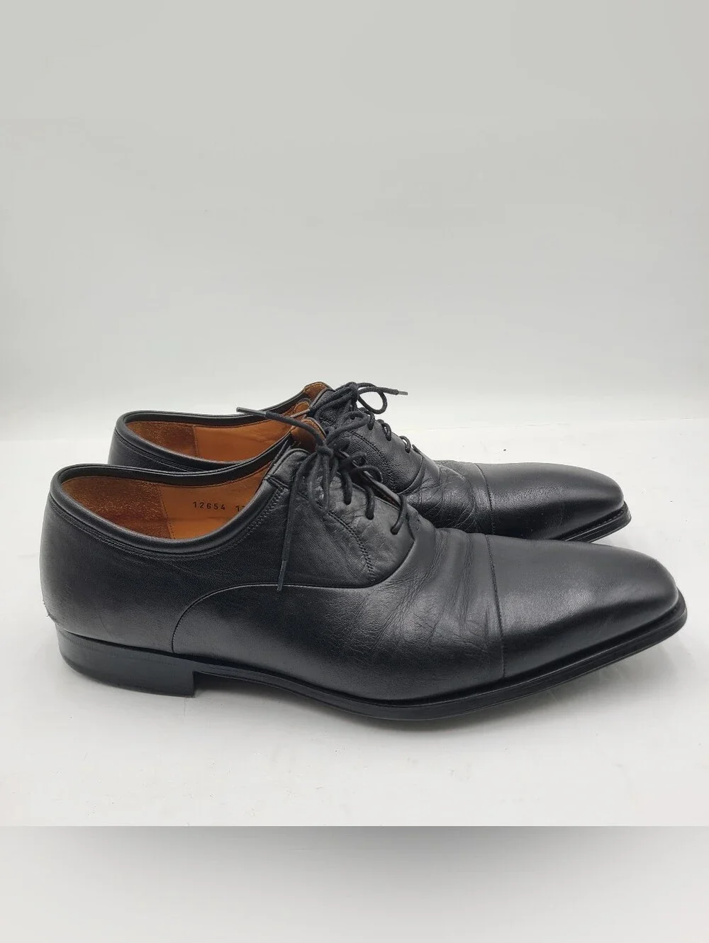 B40 Sz 13 M Mens Magnanni Mens Black Leather Cap Toe Oxford Dress Shoes